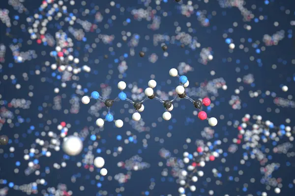 Molecola di arginina. Modello molecolare concettuale. Rendering chimico 3d — Foto Stock