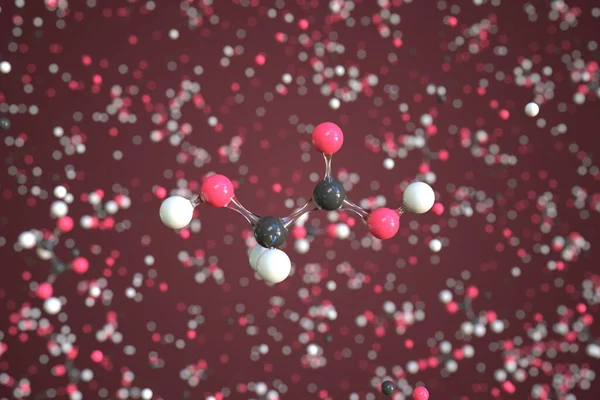 Μόριο γλυκολικού οξέος με μπάλες, επιστημονικό μοριακό μοντέλο. Χημική 3d απόδοση — Φωτογραφία Αρχείου