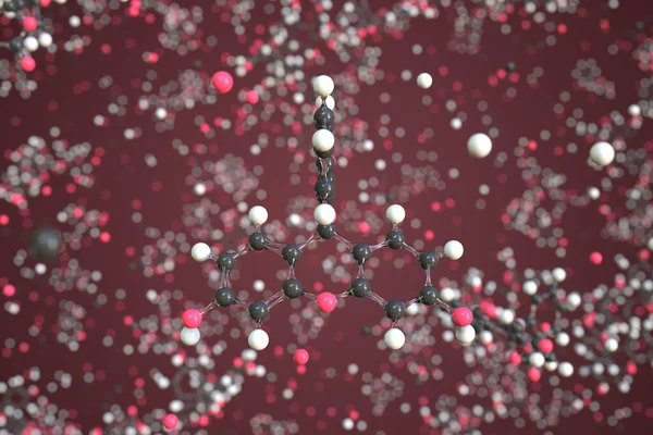 Molekül von Fluorescein. Molekulares Modell, konzeptuelles 3D-Rendering — Stockfoto