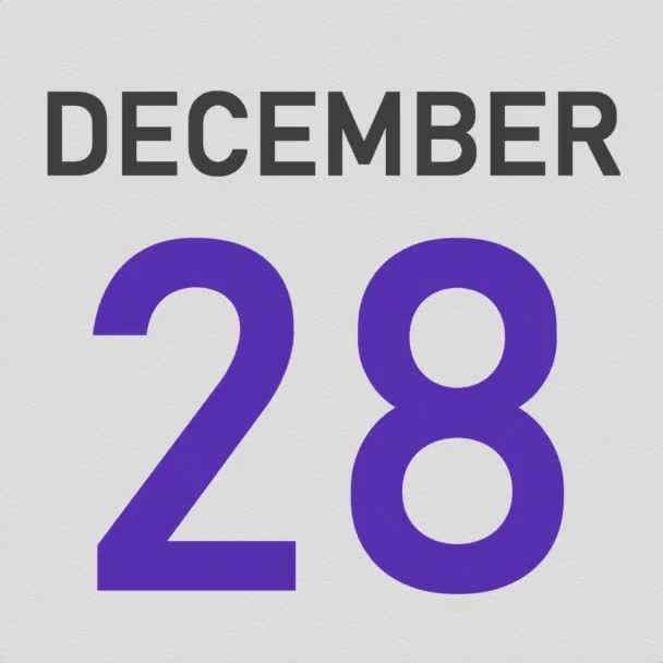 29 december datum bakom skrynklig papperssida i en kalender, 3D-animation — Stockvideo