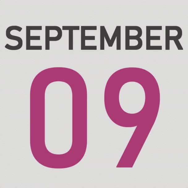 10 Σεπτεμβρίου ημερομηνία πίσω από τσαλακωμένη χάρτινη σελίδα ενός ημερολογίου, 3d animation — Αρχείο Βίντεο