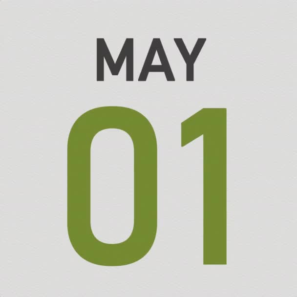 2 mai date après la page déchirée d'un calendrier papier, animation 3d — Video