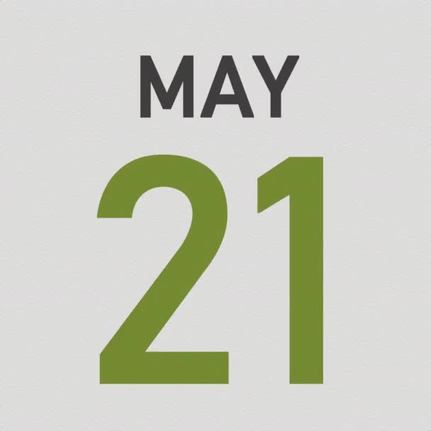 22 de mayo la fecha detrás de la página arrugada de papel del calendario, la animación 3d — Vídeos de Stock
