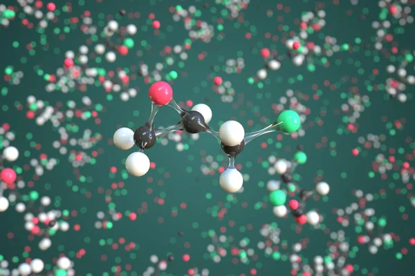 ボールで作られたエピブロモヒドリン分子,科学的な分子モデル.化学3Dレンダリング — ストック写真