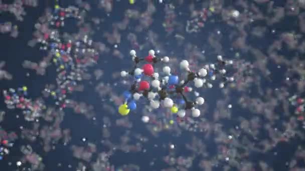 Timolol molekülü. Moleküler model, döngüsüz 3D animasyon — Stok video