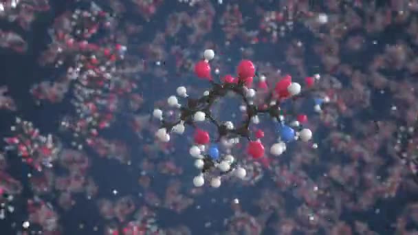 Molécula de tetraciclina. Modelo molecular. Looping animação 3d sem costura — Vídeo de Stock