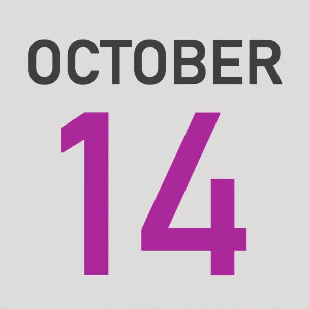 15 de outubro data atrás da página de papel amassada de um calendário, animação 3d — Vídeo de Stock