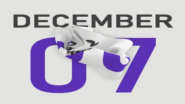 December 7 date behind torn page of a calendar, 3d rendering — Φωτογραφία Αρχείου