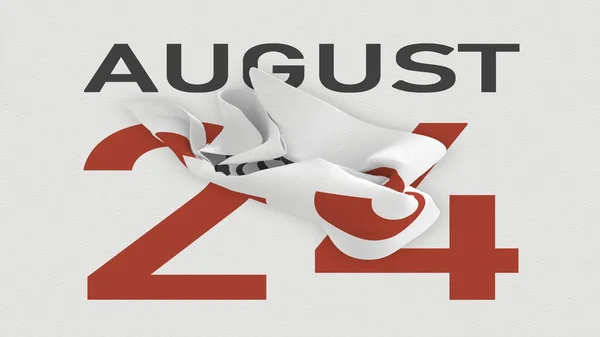 August 24 date behind torn page of a calendar, 3d rendering — 图库照片