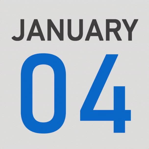 5 января дата за скомканной бумажной страницей календаря, 3D анимация — стоковое видео
