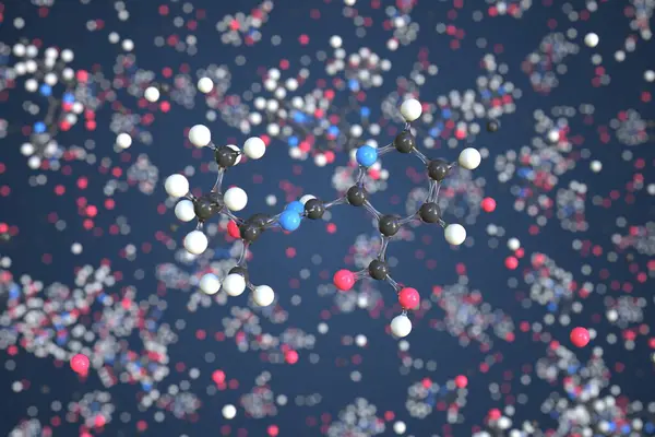 Imazapir molekula golyókkal, fogalmi molekuláris modell. Kémiai 3D-s kiolvasztás — Stock Fotó