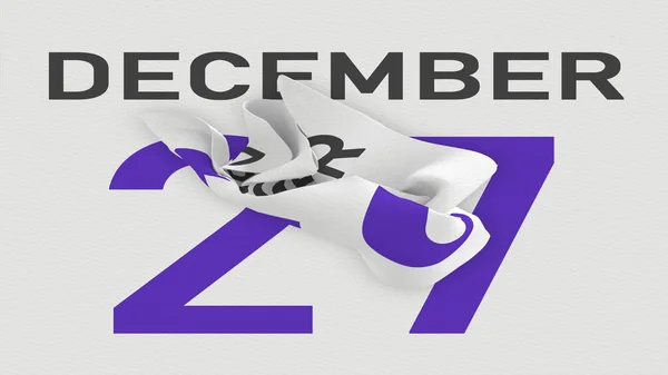 27 декабря дата за скомканной бумажной страницей календаря, 3d рендеринг — стоковое фото
