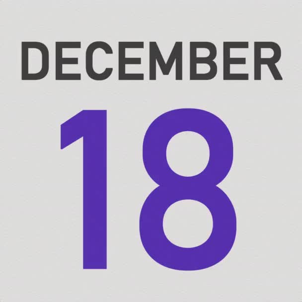 December 19 date behind crumpled paper page of a calendar, 3d animation — Stock Video