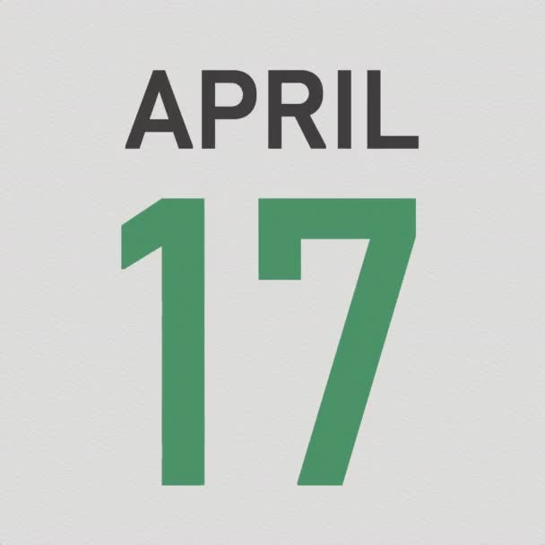 18 kwietnia data za pogniecioną papierową stroną kalendarza, animacja 3D — Wideo stockowe
