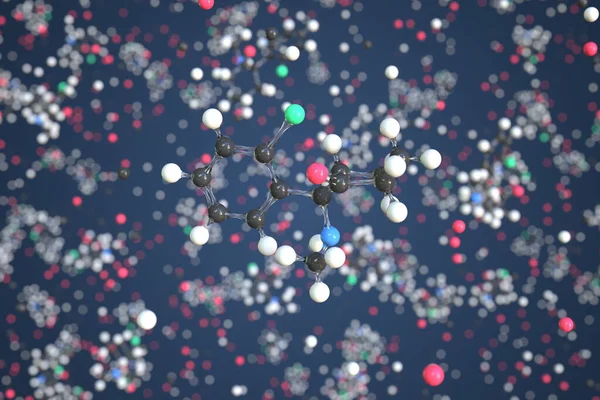 케 타 민 분자. 분자 모형, 개념 3d 렌더링 — 스톡 사진