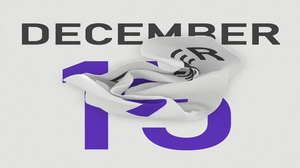 15 de dezembro data atrás da página de papel amassada de um calendário, prestação 3d — Fotografia de Stock