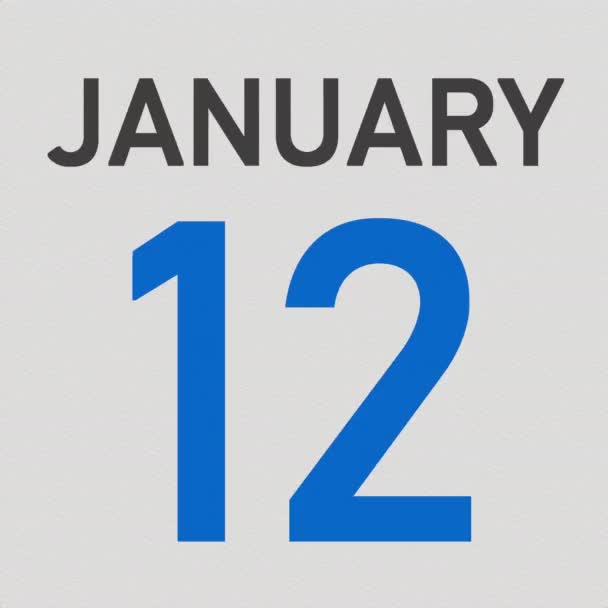 13 januari datum bakom skrynklig papperssida i en kalender, 3D-animation — Stockvideo