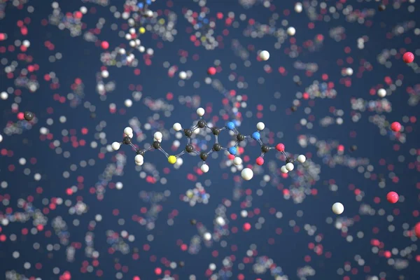 알벤 다 졸 분자. 분자 모형, 개념 3d 렌더링 — 스톡 사진