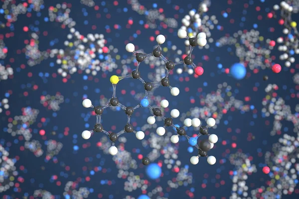 Molécula de acepromazina Modelo molecular conceptual. Renderizado químico 3d —  Fotos de Stock