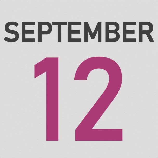 Datum des 13. September hinter zerknülltem Kalenderblatt, 3D-Animation — Stockvideo