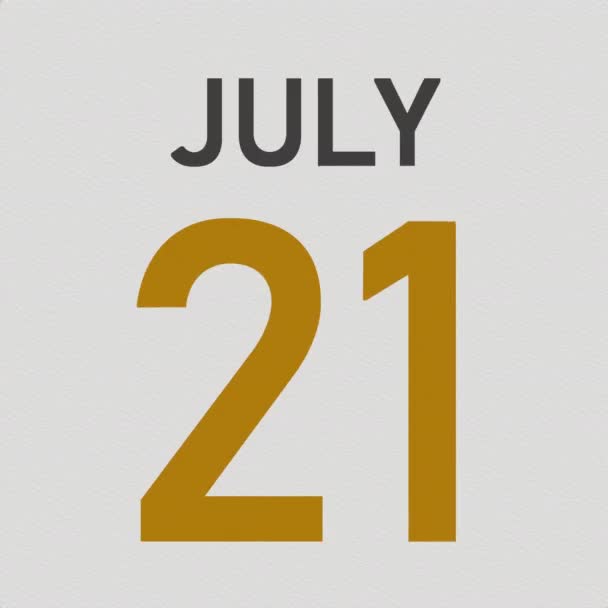 Datum 22. Juli hinter aufgerissener Kalenderseite, 3D-Animation — Stockvideo