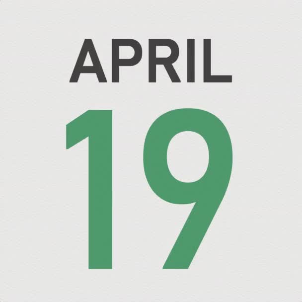 20 de abril la fecha detrás de la página arrugada de papel del calendario, la animación 3d — Vídeo de stock