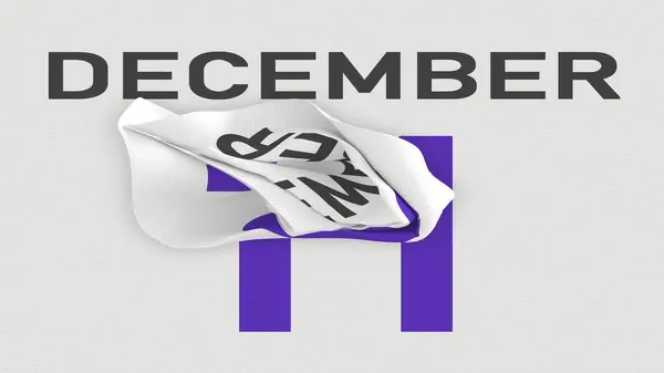 11 de dezembro data atrás da página de papel amassada de um calendário, prestação 3d — Fotografia de Stock