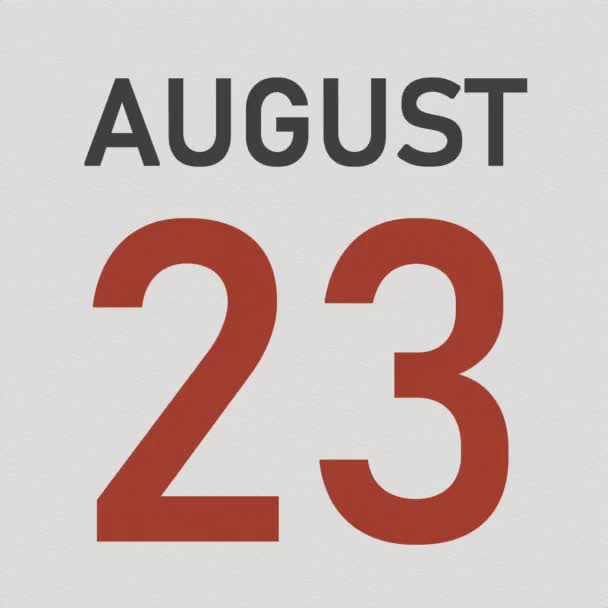 24 augusti datum bakom en trasig sida i en kalender, 3D-animation — Stockvideo