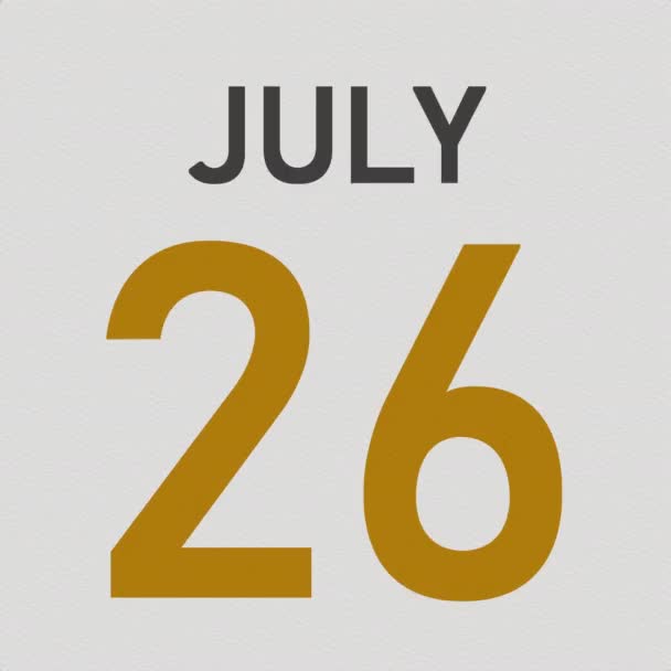 July 27 date behind crumpled paper page of a calendar, 3d animation — Stock Video