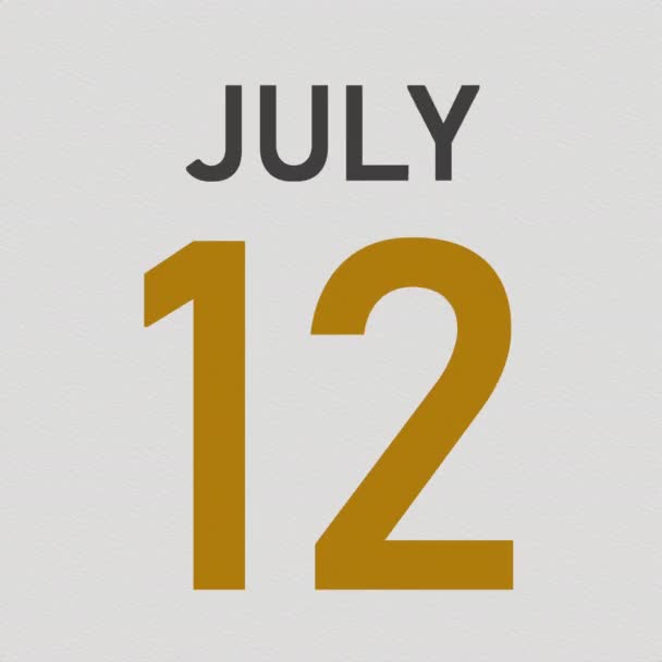 July 13 date behind crumpled paper page of a calendar, 3d animation — Stock Video