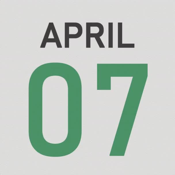 Datum des 8. April hinter aufgerissenem Kalenderblatt, 3D-Animation — Stockvideo