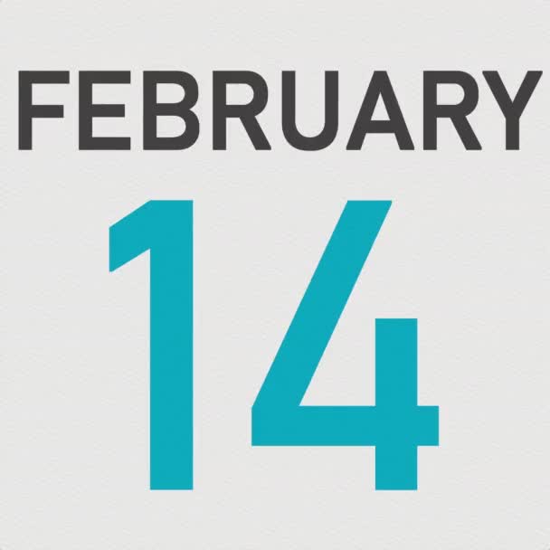 15 februari datum efter riven sida i en papperskalender, 3D-animation — Stockvideo