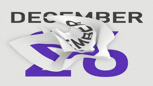 12 월 26 일 달력의 찢어진 면 뒤에 날짜 3d 렌더링 — 스톡 사진