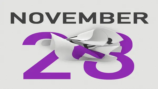 28 novembre date après page déchirée d'un calendrier papier, rendu 3d — Photo