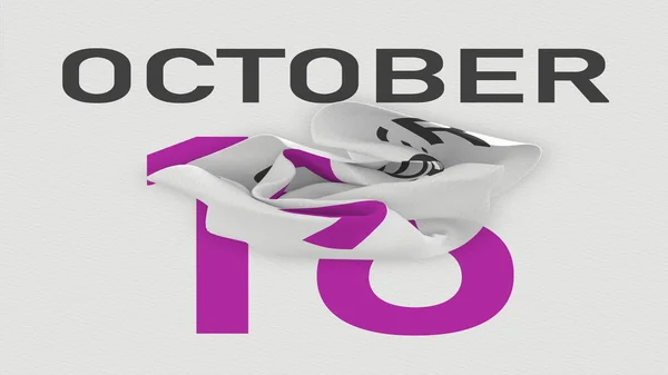 October 16 date behind crumpled paper page of a calendar, 3d rendering — Stock Photo, Image