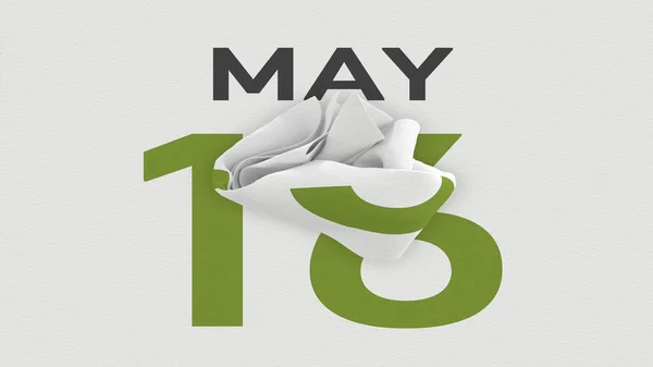 16 de maio data atrás da página de papel amassada de um calendário, prestação 3d — Fotografia de Stock