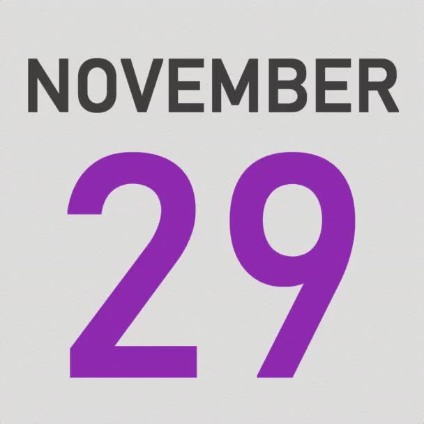 November 30 date behind crumpled paper page of a calendar, 3d animation — Stock Video