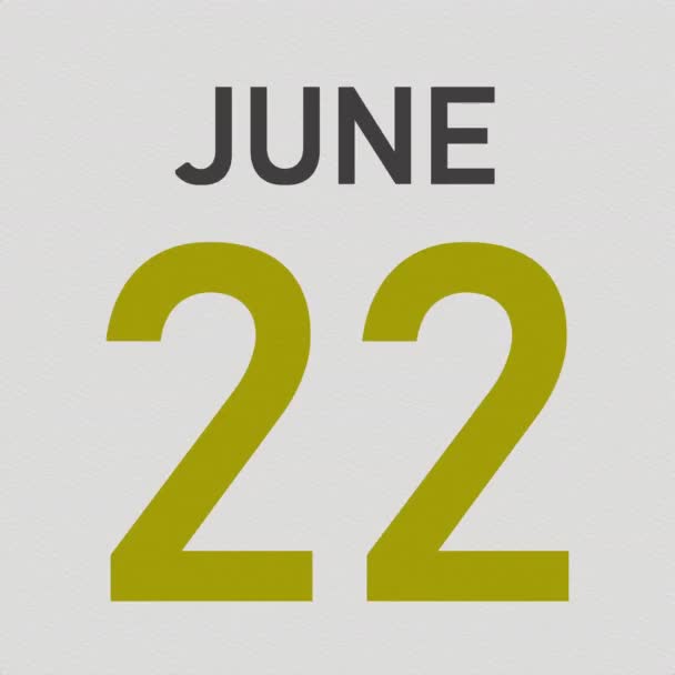 カレンダー、 3Dアニメーションの引き裂かれたページの後ろの6月23日 — ストック動画