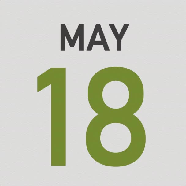 May 19 date after torn page of a paper calendar, 3d animation — Stock Video