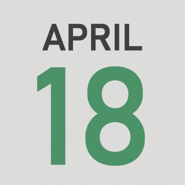 19 kwietnia data za pogniecioną papierową stroną kalendarza, animacja 3D — Wideo stockowe