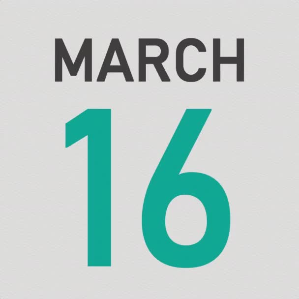 3月17日日期后皱折纸页日历，3D动画 — 图库视频影像
