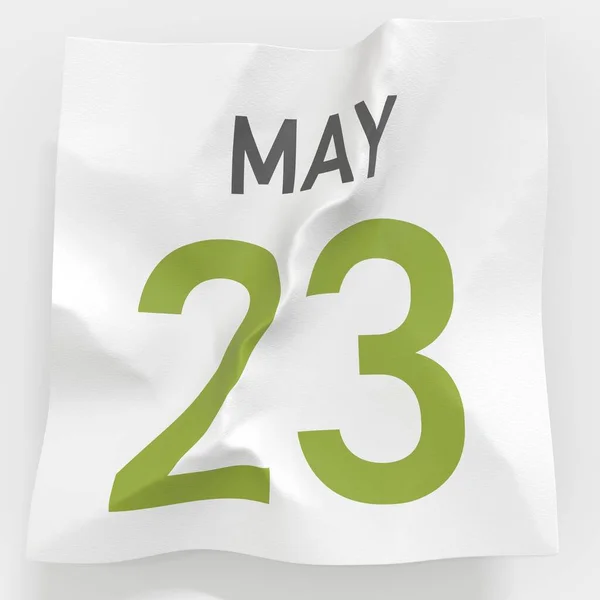 23 de maio data em página rasgada de um calendário, prestação 3d — Fotografia de Stock