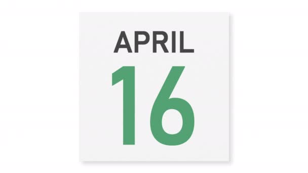 17 kwietnia data za podartą stroną kalendarza, animacja 3D — Wideo stockowe