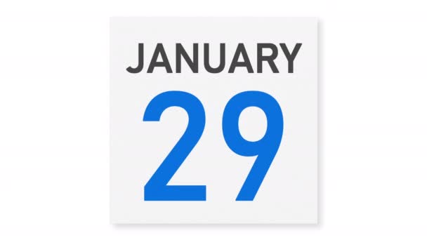 30 Ιανουαρίου ημερομηνία μετά σχισμένο σελίδα ενός ημερολογίου χαρτί, 3d animation — Αρχείο Βίντεο