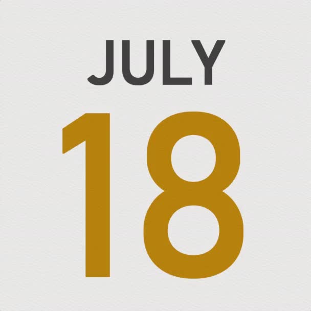 Július 19 dátum mögött gyűrött papírlap egy naptár, 3D animáció — Stock videók