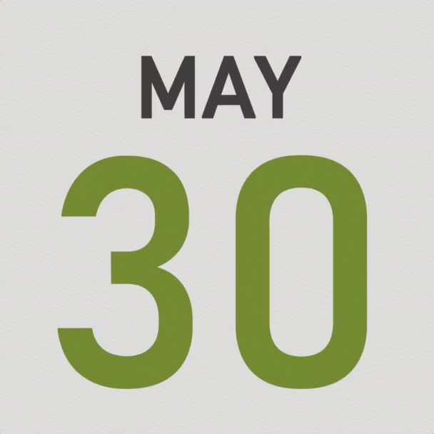 31 maj datum bakom skrynklig papperssida i en kalender, 3D-animation — Stockvideo