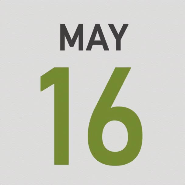 17 mai date derrière la page déchirée d'un calendrier, animation 3d — Video