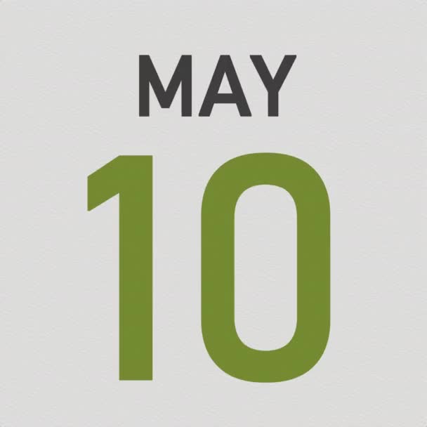 11 de maio data atrás da página de papel amassada de um calendário, animação 3d — Vídeo de Stock