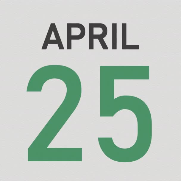 26. April Datum nach zerrissenem Blatt eines Papierkalenders, 3D-Animation — Stockvideo