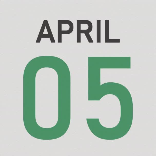 Datum des 6. April hinter zerknittertem Kalenderblatt, 3D-Animation — Stockvideo